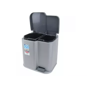 CURVER Duo 15+7L Silver/Dark Grey Pedal Bin