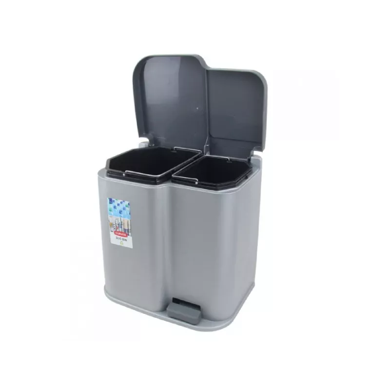 CURVER Duo 15+7L Silver/Dark Grey Pedal Bin