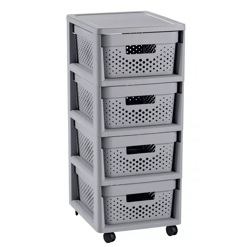 Curver Infinity 11L 4 Compartment Wheeled Chest 30x36x69cm Grey