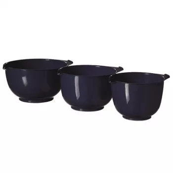 CURVER Mixing Bowl Set 3pcs 1.5L + 2L + 2.5L Dark Blue Borosilicate Glass Nesting Bowls