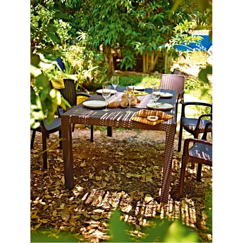 Keter Melody Rectangular Garden Table Brown UV-Protected Resin Seats 6-8 Tool-Free Assembly