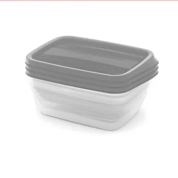 CURVER Food Container Set Rectangular 3x1L Vedo Transparent Grey