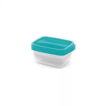 CURVER Vedo Rectangular Food Container Set 3x1L Transparent Turquoise