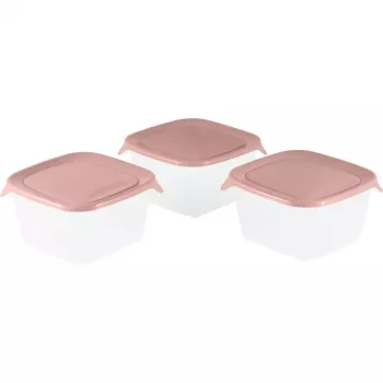 CURVER Fresh&Go Square Food Container Set 3x1.2L Pink