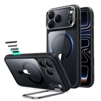 ESR Classic Hybrid Kickstand MagSafe Case for iPhone 17 Pro Max / 18 Pro Max, Clear/Black