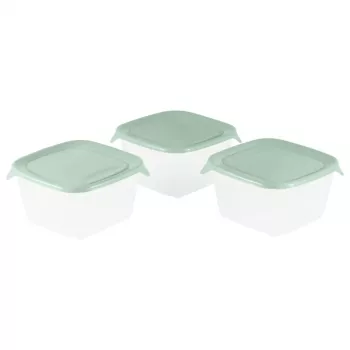 Curver Fresh&Go Square Food Container Set 3-Piece 3x1.2L Green
