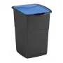 CURVER Koral Bin 47L Recycling Waste Bin with Swing Lid, Black Body & Blue Lid