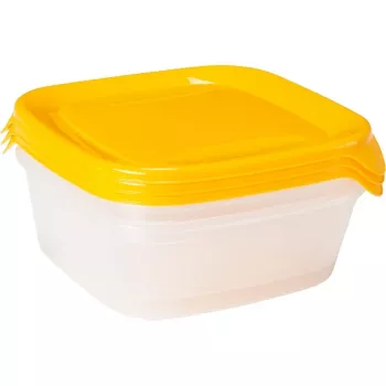 CURVER Fresh & Go Pet Food Bowl Set of 3, 0.8L Each, Yellow, Airtight Lids