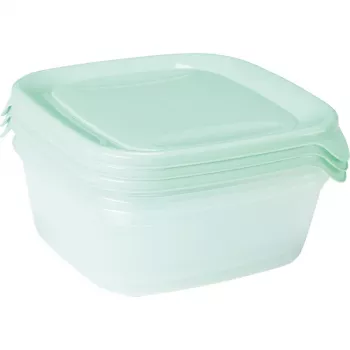 CURVER Fresh & Go Food Bowl Set of 3, 0.8 L Each, Green, Airtight, Microwave & Dishwasher Safe