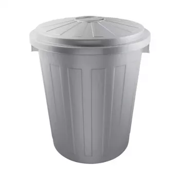 KEEEPER Mats 50L Maxi Waste Container, Silver, Push Flap, Powder-Coated Steel, Ø50x55cm