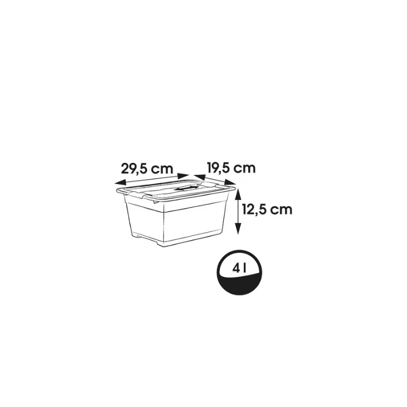 KEEPEER Crystalbox Cornelia 4L Transparent Storage Box with Lid, 29.5 x 19.5 x 12.5 cm
