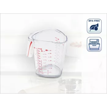 LEIFHEIT Measuring Cup 1L, Transparent, SAN Plastic, ml/L/Grams Scales, Dishwasher Safe