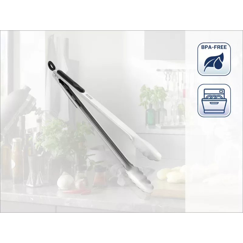 LEIFHEIT Kitchen and Grill Tongs 41cm Stainless Steel with Locking Mechanism