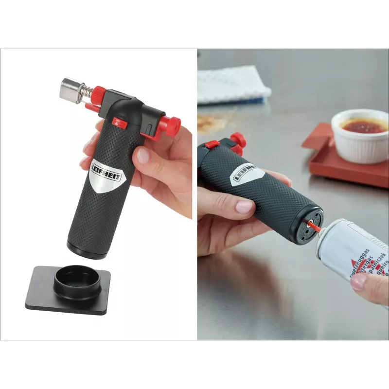 LEIFHEIT Burner Butane Gas Torch with Piezo Ignition and Child Safety Lock