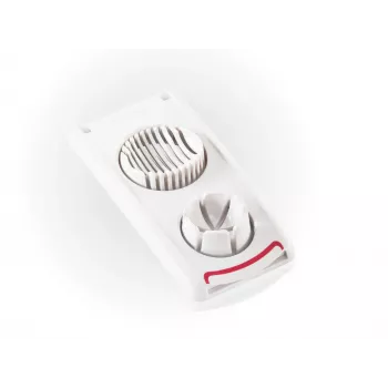 LEIFHEIT Egg Cutter Combi – 2-in-1 Egg Slicer and Wedger, White