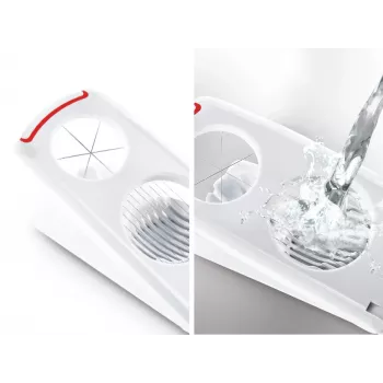 LEIFHEIT Egg Cutter Combi – 2-in-1 Egg Slicer and Wedger, White