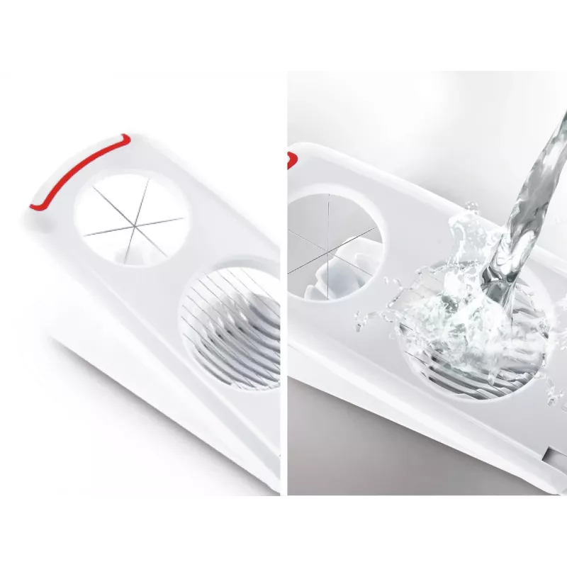 LEIFHEIT Egg Cutter Combi – 2-in-1 Egg Slicer and Wedger, White