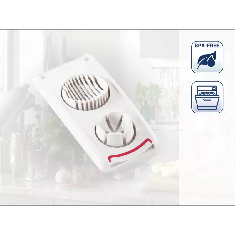 LEIFHEIT Egg Cutter Combi – 2-in-1 Egg Slicer and Wedger, White