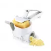 LEIFHEIT Rotary Cheese Grater with 3 Stainless Steel Drums, Suction Base, White/Green