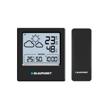 Blaupunkt WS10BK Weather Station with Outdoor Sensor, Colour LCD, Forecast, Humidity, Alarm, Black