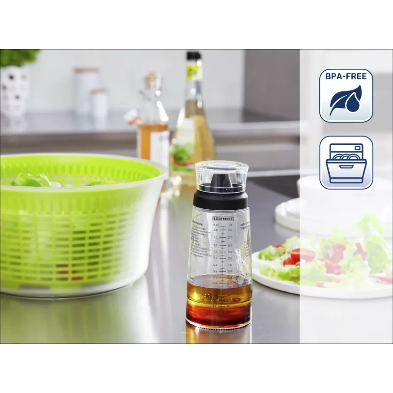 LEIFHEIT Salad Dressing Shaker 300 ml, Transparent/Green