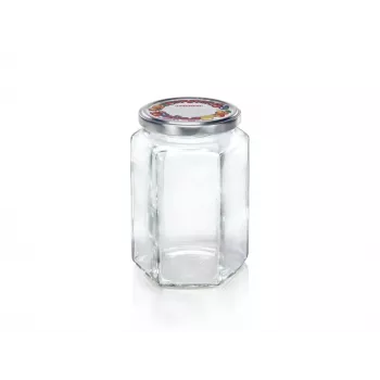 LEIFHEIT Hexagonal Glass Jar 770ml with Airtight Metal Lid