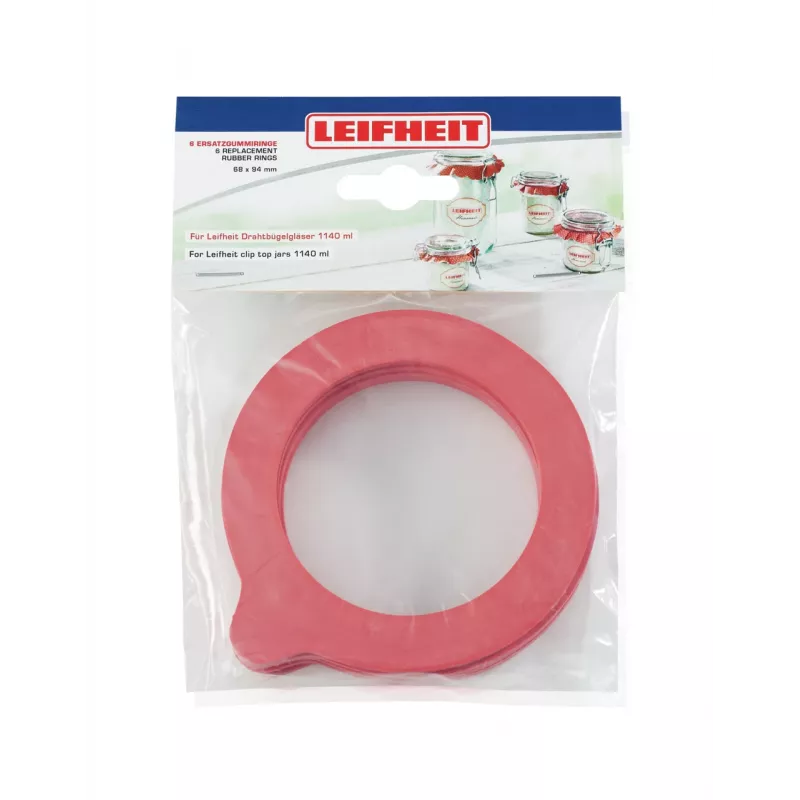 LEIFHEIT Replacement Rubber Rings 6 pcs. 68x94 mm for Leak-Proof Jars 1140 ml