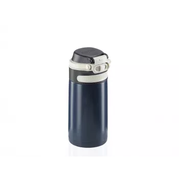 LEIFHEIT Thermos Flip 350 ml Dark Blue Vacuum Insulated Stainless Steel Travel Mug