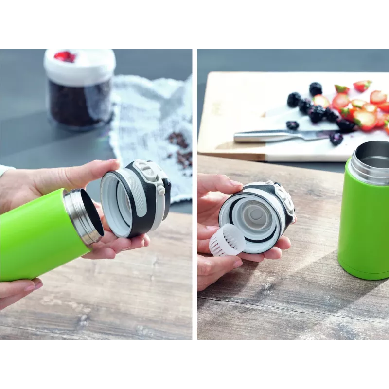 LEIFHEIT Thermo Mug Flip 350ml Green - Double-Walled Vacuum Insulated Travel Mug, Leak-Proof, 360° Drinking