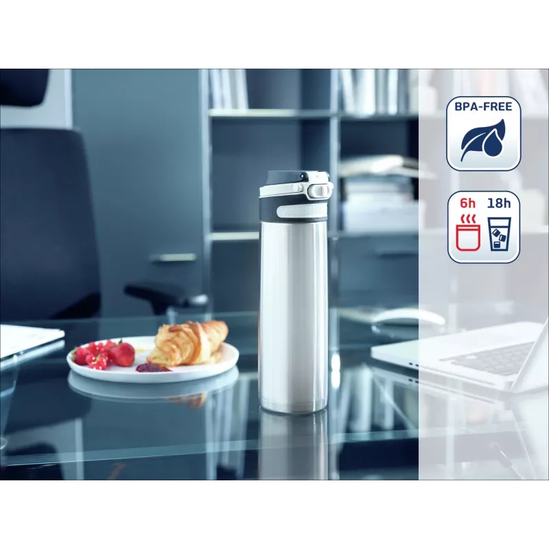 LEIFHEIT Thermo Mug Flip 600 ml Silver