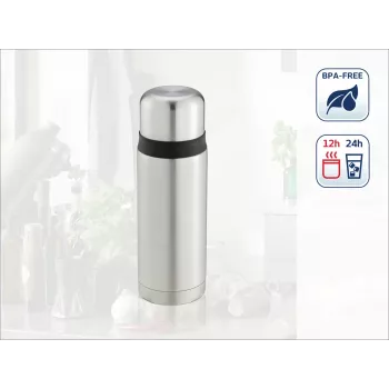 LEIFHEIT Thermos Coco 0.75L Vacuum Insulated Flask, Stainless Steel with Glass Inner, Silver