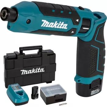 Makita TD023DSE 7.2V Li-ion Cordless Angle Impact Driver with 2 Batteries, Charger and Carry Case