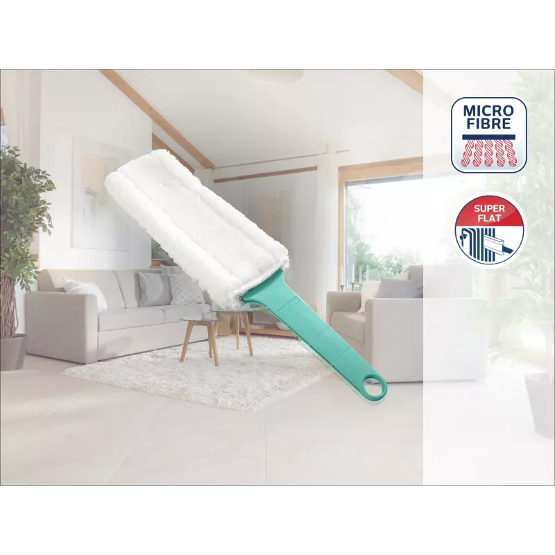 LEIFHEIT Duster Flat Dusting Brush Electrostatic XL Flexible Head with Click System, Blue/White
