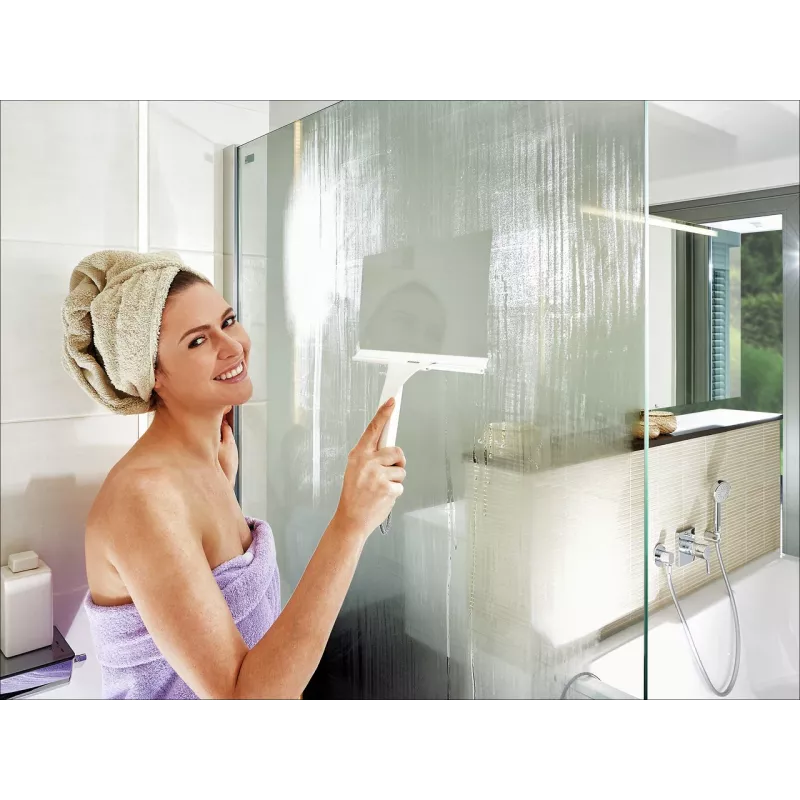 LEIFHEIT Cabino 24cm Shower Squeegee with Suction Hook, White/Grey
