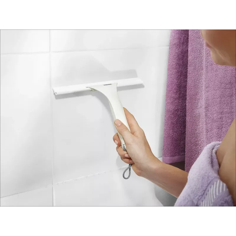 LEIFHEIT Cabino 24cm Shower Squeegee with Suction Hook, White/Grey
