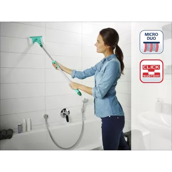 LEIFHEIT Tile and Bathroom Brush with Telescopic Handle 93-150 cm Bath Cleaner Micro Duo