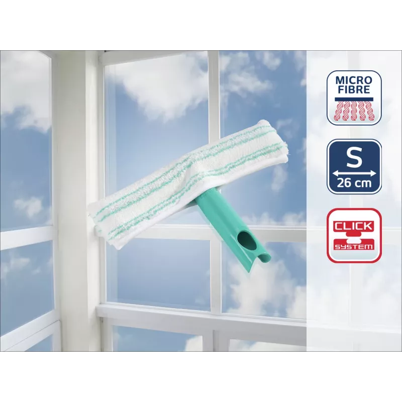 LEIFHEIT Window Washer M Handheld Squeegee with Click System, 28 cm Rubber Blade, Ergonomic Non-Slip Handle, White/Green