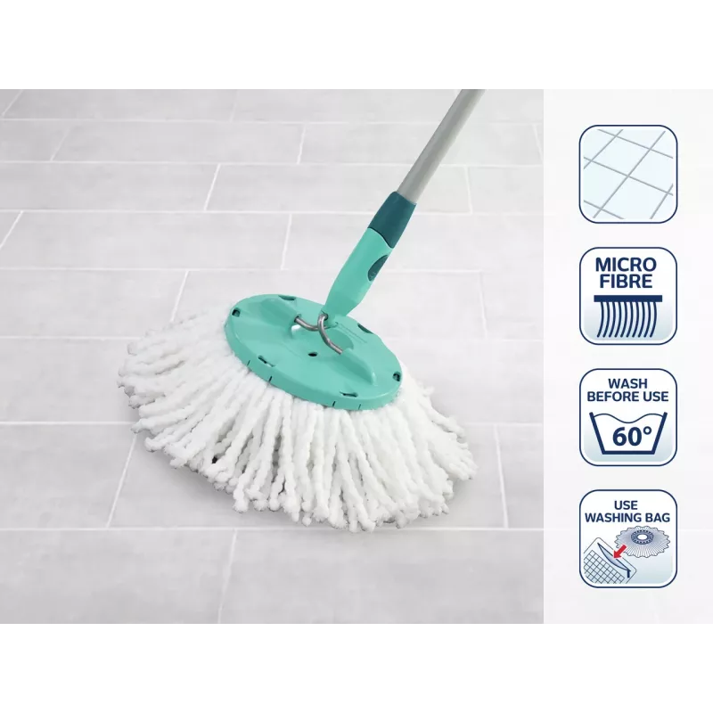 LEIFHEIT Clean Twist Disc Mop Replacement Set, 2 Microfibre Mop Heads, White