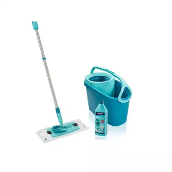 LEIFHEIT Floor Cleaning Set Clean Twist M Ergo with Power Cleaner 1L, Spin Mop System, Green/White