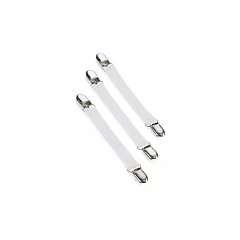 LEIFHEIT Ironing Board Cover Fasteners (4-Piece Set, White, Elastic Straps with Clips)