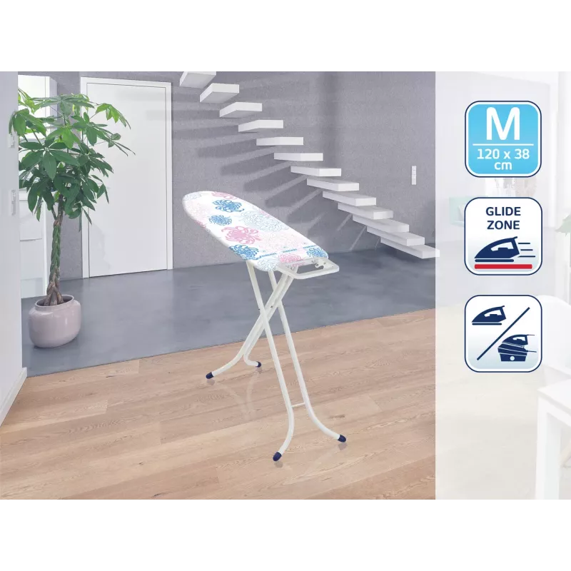 LEIFHEIT Ironing Board Classic M Compact 120x38cm | Adjustable Height, Foldable, Cotton Cover