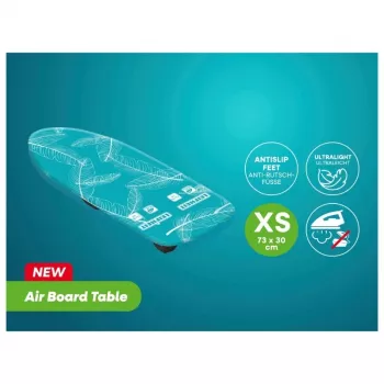 LEIFHEIT Air Board Table Compact Ironing Board 70x30 cm, Thermo-Reflect, Foldable, Blue/White