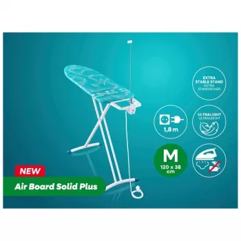 LEIFHEIT Air Board M Solid Plus Ironing Board 120x38cm with Thermo-Reflect Cover