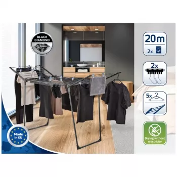 LEIFHEIT Tumble Dryer Pegasus 200 Solid Black 20 m Drying Length Foldable