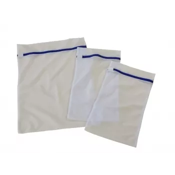 LEIFHEIT Clothes Washing Net Set 3pcs – Tear-Resistant Laundry Protection Bags with Zipper Guard, White, 3 Sizes