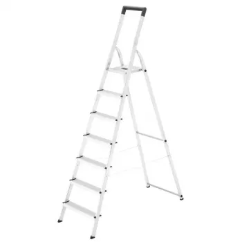 Hailo L40 StandardLine 4-Step Aluminium Stepladder with Safety Rail, 150 kg, EN 131