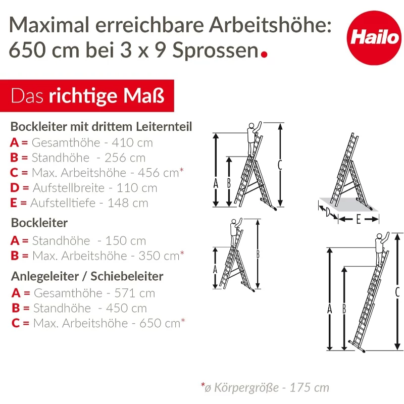 HAILO ProfiStep Combi Ladder Aluminium 3x9 Steps