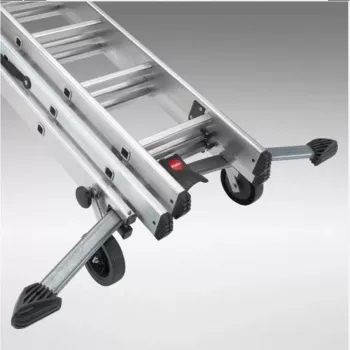 Hailo SafetyLine Ladder Wheels – 2-Piece Mobility Set, 120 mm Fixed Rollers with Rubber Tread, Tool-Free Clip-On Mounting, Black/Red