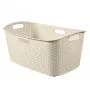 CURVER My Style Laundry Basket 47L Cream Rattan-Effect Rectangular with Handles