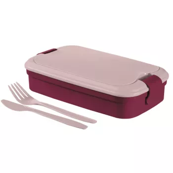 CURVER Lunch&Go Rectangular Food Bowl with Cutlery 1.4L Purple